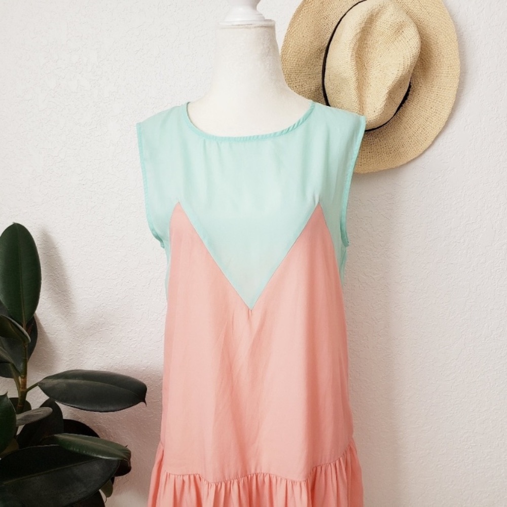 Headline Sequil Color Block Peplum Shift Dress 605 - image 1